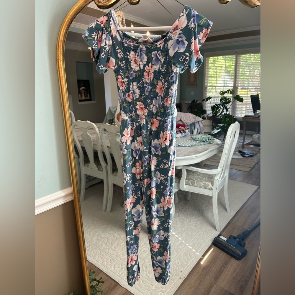Girls Bailey Lane Floral Jumpsuit with Ruffle Sleeves Size 8-10